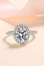 2 Carat Moissanite 925 Sterling Silver Halo Ring - Ladyez
