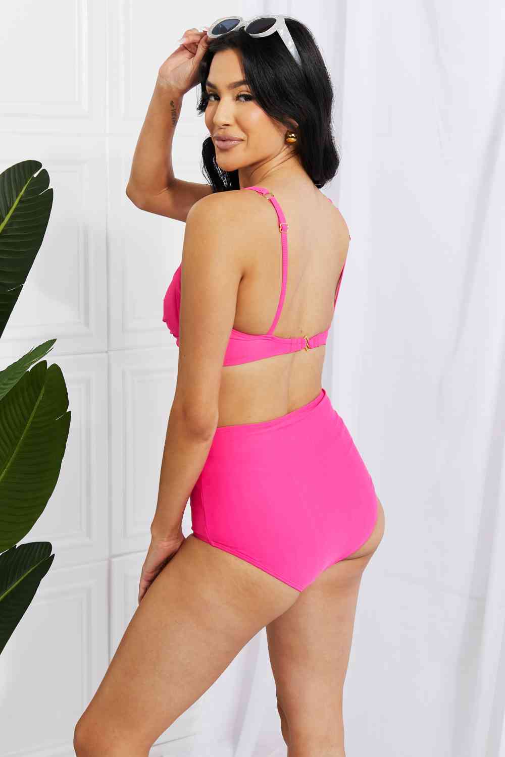 Marina West Swim Take A Dip Twist High-Rise Bikini in Pink - Ladyez
