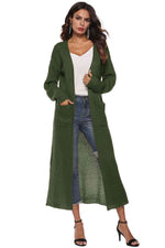 Long Sleeve Open Front Buttoned Cardigan - Ladyez