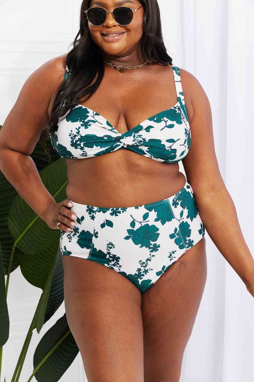 Marina West Swim Take A Dip Twist High-Rise Bikini in Forest - Ladyez