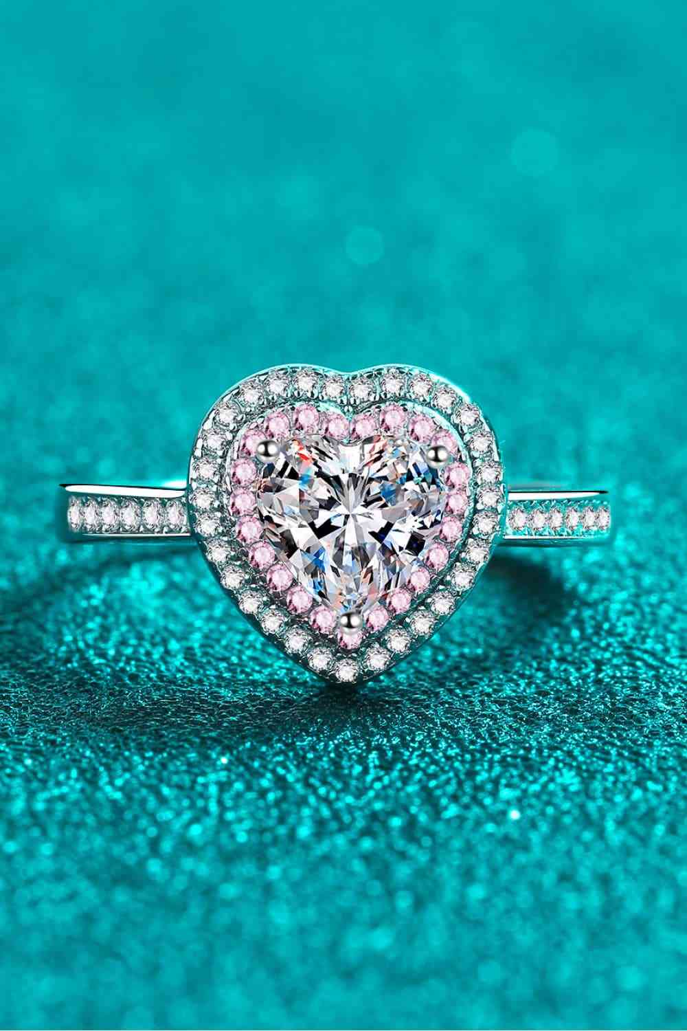 1 Carat Moissanite Heart 925 Sterling Silver Ring - Ladyez
