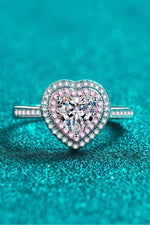 1 Carat Moissanite Heart 925 Sterling Silver Ring - Ladyez
