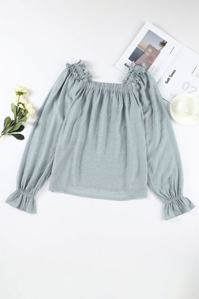 Frill Trim Flounce Sleeve Blouse - Ladyez