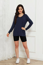 Basic Bae Full Size V-Neck Long Sleeve Top - Ladyez