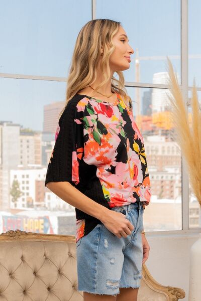Sew In Love Full Size Floral Round Neck Short Sleeve T-Shirt - Ladyez