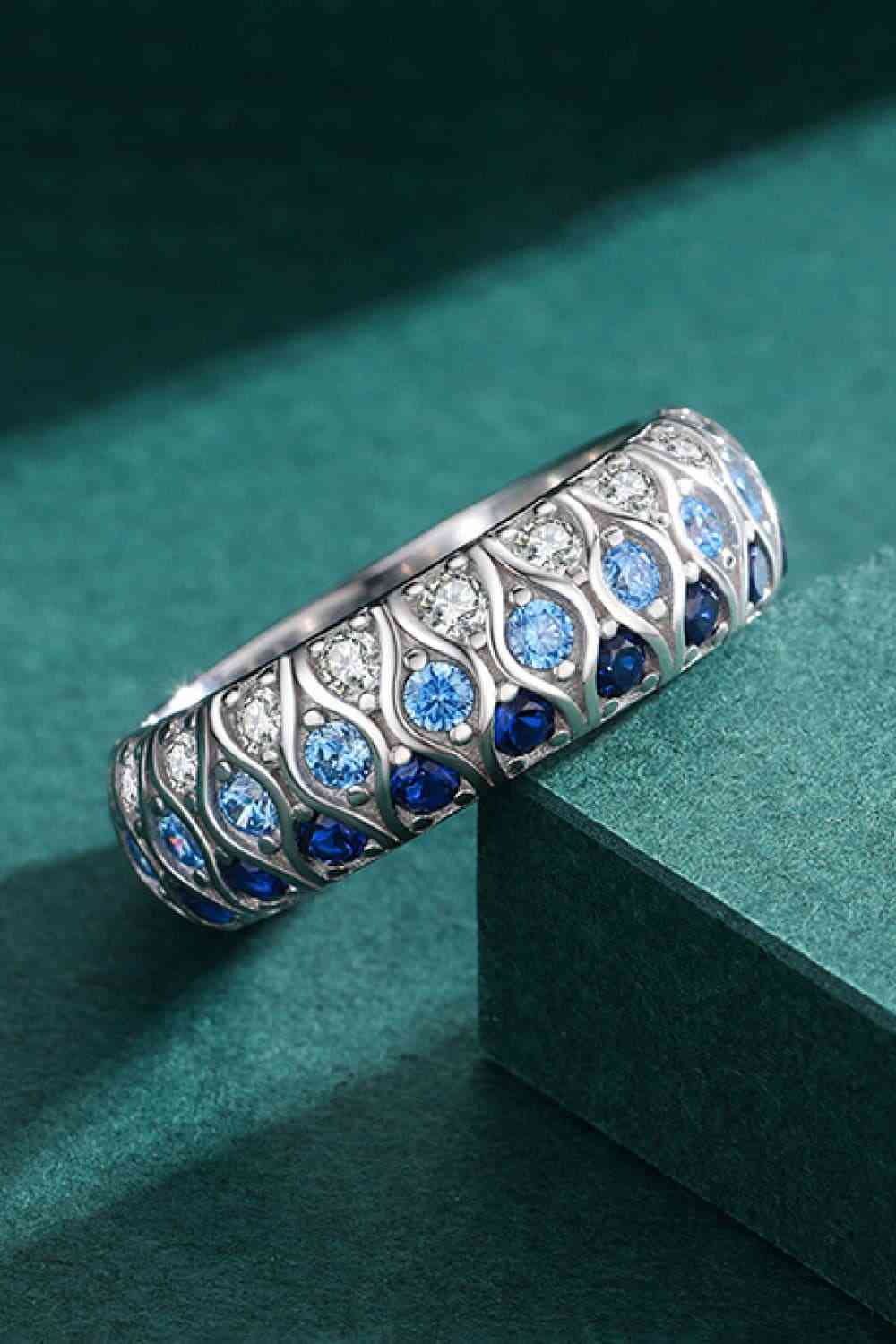 925 Sterling Silver Triple Row Zircon Ring - Ladyez