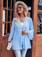 Eyelet Bell Sleeve Cardigan - Ladyez
