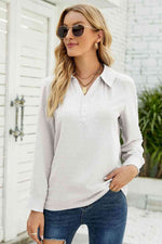 Swiss Dot Johnny Collar Blouse - Ladyez