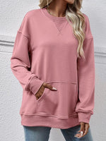 Round Neck Long Sleeve Sweatshirt - Ladyez