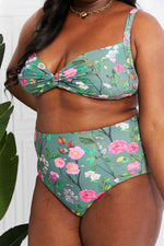 Marina West Swim Take A Dip Twist High-Rise Bikini in Sage - Ladyez