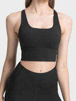 Scoop Neck Crisscross Straps Sports Bra - Ladyez