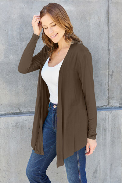 Basic Bae Full Size Open Front Long Sleeve Cardigan - Ladyez