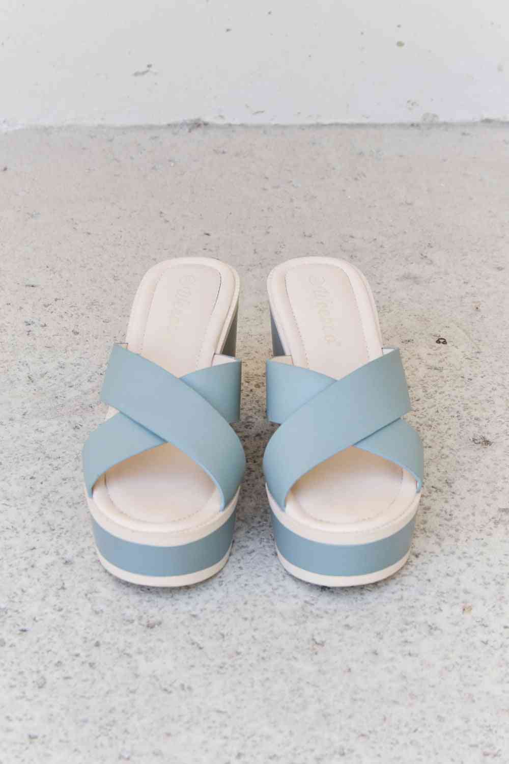 Weeboo Cherish The Moments Contrast Platform Sandals in Misty Blue - Ladyez