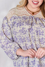 Hailey & Co Full Size Lace Detail Printed Blouse - Ladyez