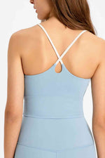 Crisscross Back Scoop Neck Sports Cami - Ladyez