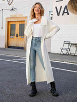Full Size Collared Open Front Duster Cardigan - Ladyez