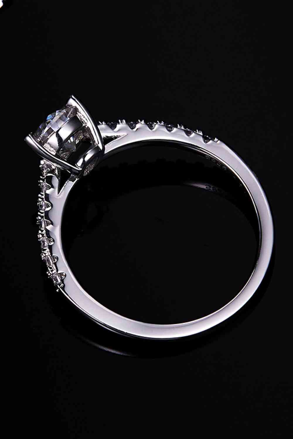 1 Carat Moissanite 925 Sterling Silver Side Stone Ring - Ladyez
