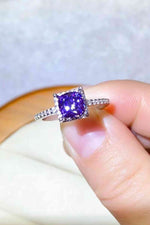 1 Carat Moissanite Platinum-Plated Square Ring - Ladyez