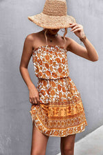 Bohemian Frill Trim Strapless Dress - Ladyez