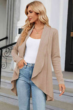 Open Front Long Sleeve Cardigan - Ladyez