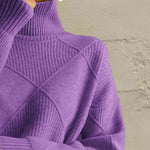 Geometric Turtleneck Long Sleeve Sweater - Ladyez
