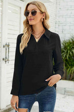 Swiss Dot Johnny Collar Blouse - Ladyez
