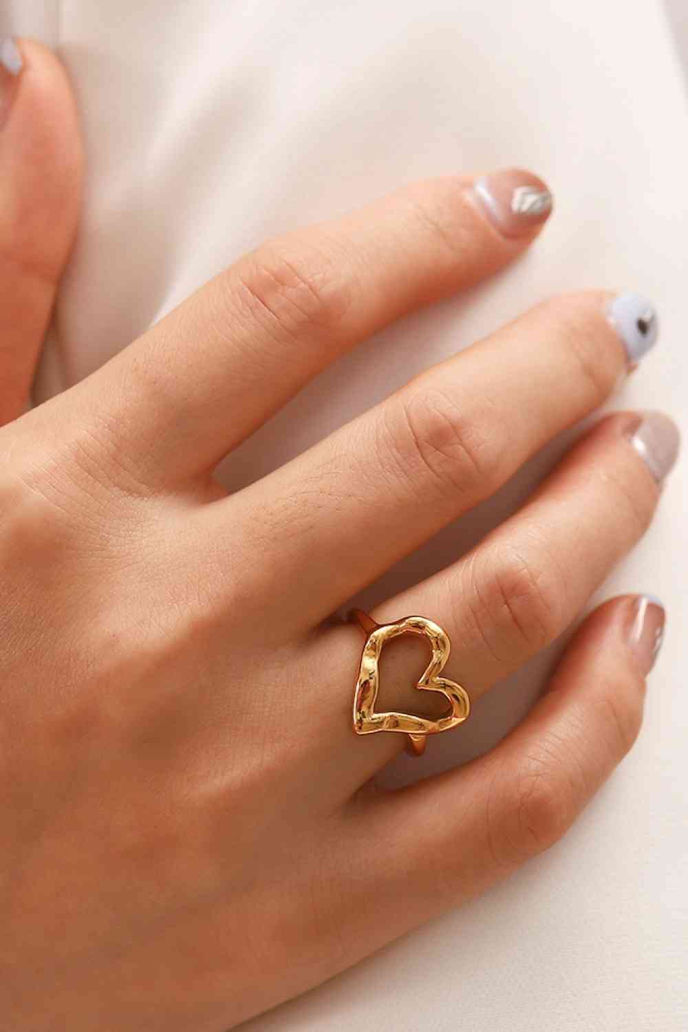 18K Gold Plated Heart-Shaped Ring - Ladyez