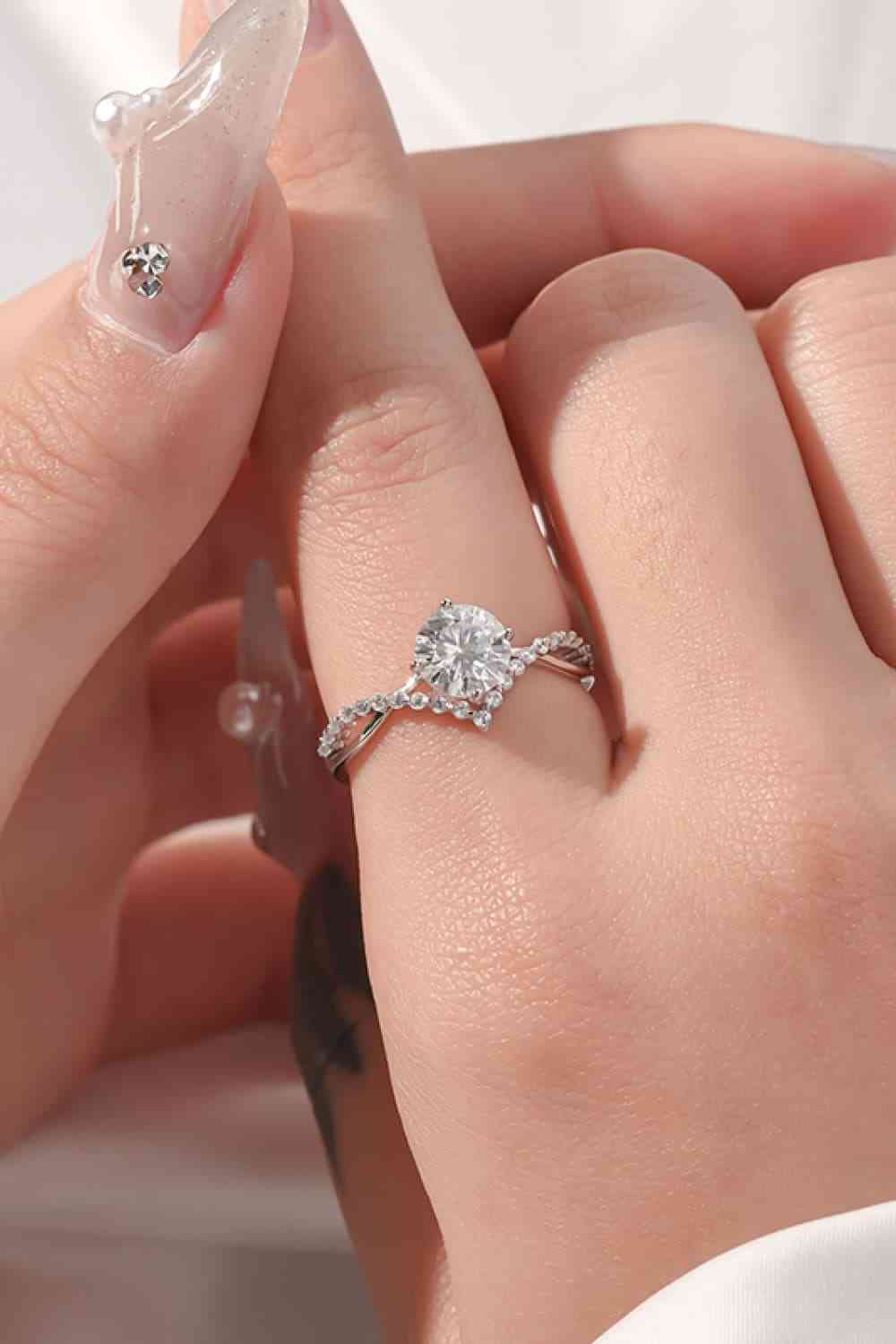1 Carat Moissanite 925 Sterling Silver Ring - Ladyez