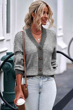 Woven Right Waffle-Knit Drop Shoulder Button-Down Cardigan - Ladyez