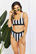 Striped Tank High Waist Bikini - Ladyez