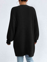 Open Front Dropped Shoulder Slit Cardigan - Ladyez