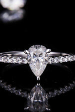 1 Carat Moissanite 925 Sterling Silver Side Stone Ring - Ladyez