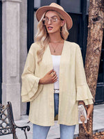 Eyelet Bell Sleeve Cardigan - Ladyez