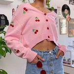 Cherry Button Down Cardigan - Ladyez
