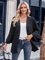 Eyelet Bell Sleeve Cardigan - Ladyez