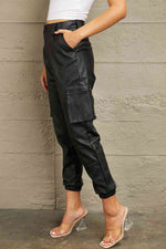 Kancan High Rise Leather Joggers - Ladyez
