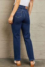 Judy Blue Kailee Full Size Tummy Control High Waisted Straight Jeans - Ladyez