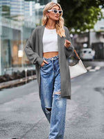 Long Sleeve Waffle-Knit Cardigan - Ladyez