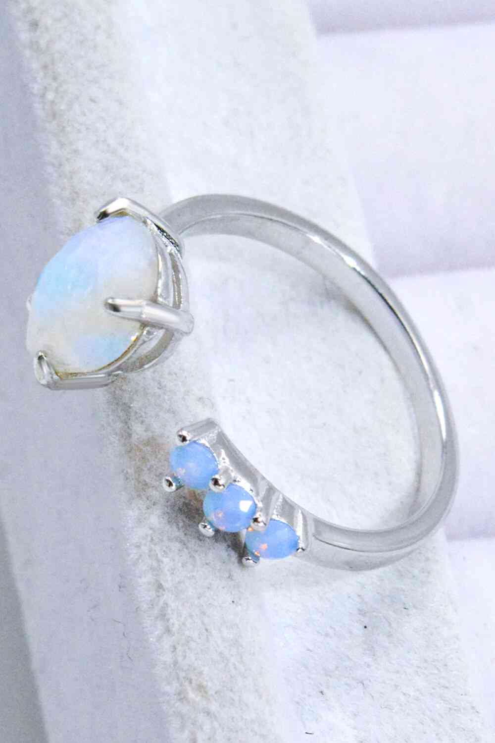 18K Rose Gold-Plated Moonstone Open Ring - Ladyez