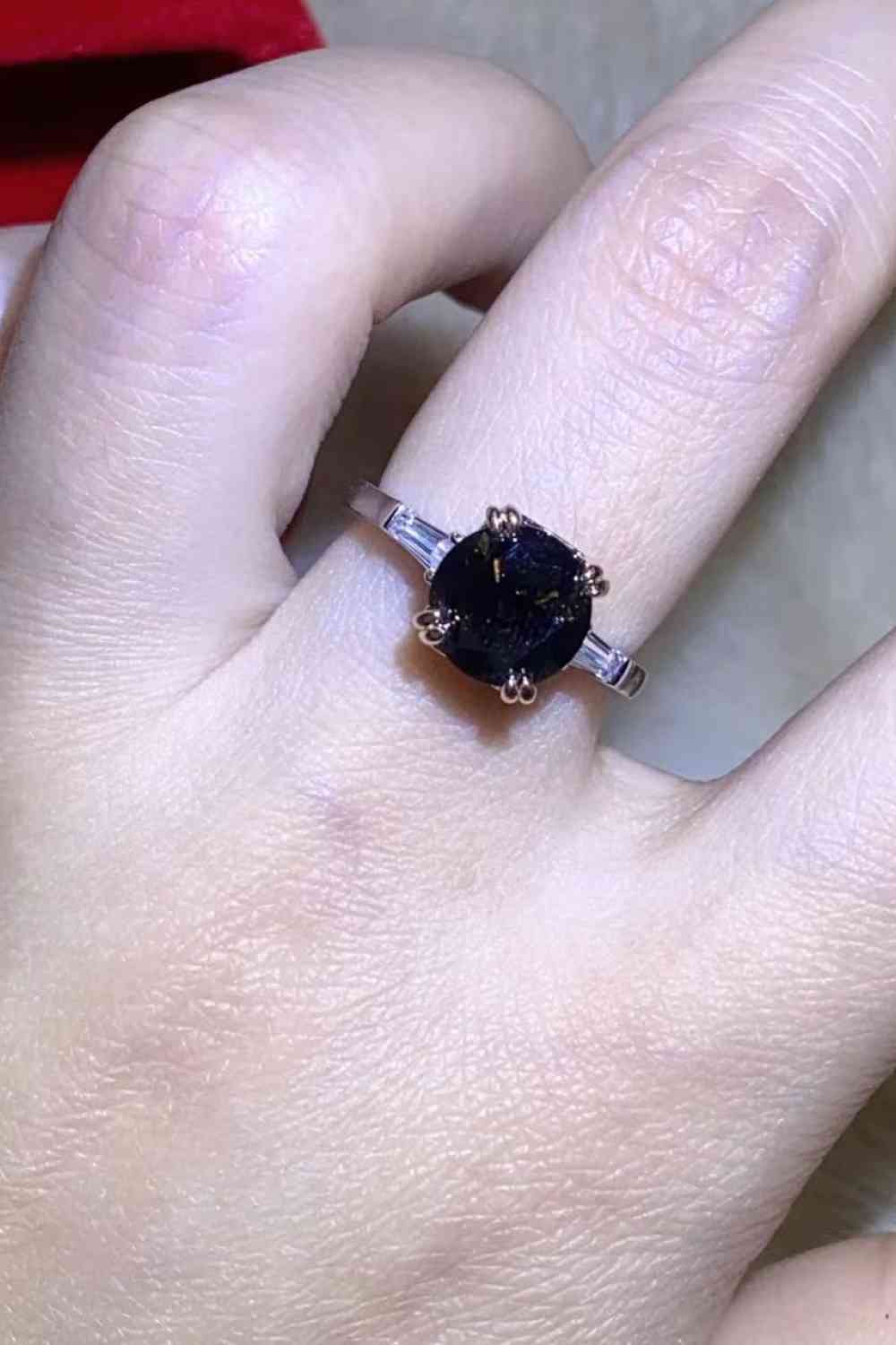 2 Carat Black Moissanite Platinum-Plated Ring - Ladyez