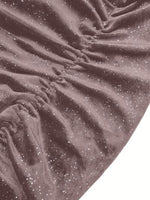 Glitter Ruched Cowl Neck Wrap Dress - Ladyez