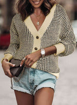 Woven Right Waffle-Knit Drop Shoulder Button-Down Cardigan - Ladyez