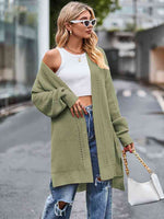 Long Sleeve Waffle-Knit Cardigan - Ladyez