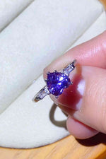 1 Carat Moissanite Heart-Shaped Platinum-Plated Ring in Purple - Ladyez