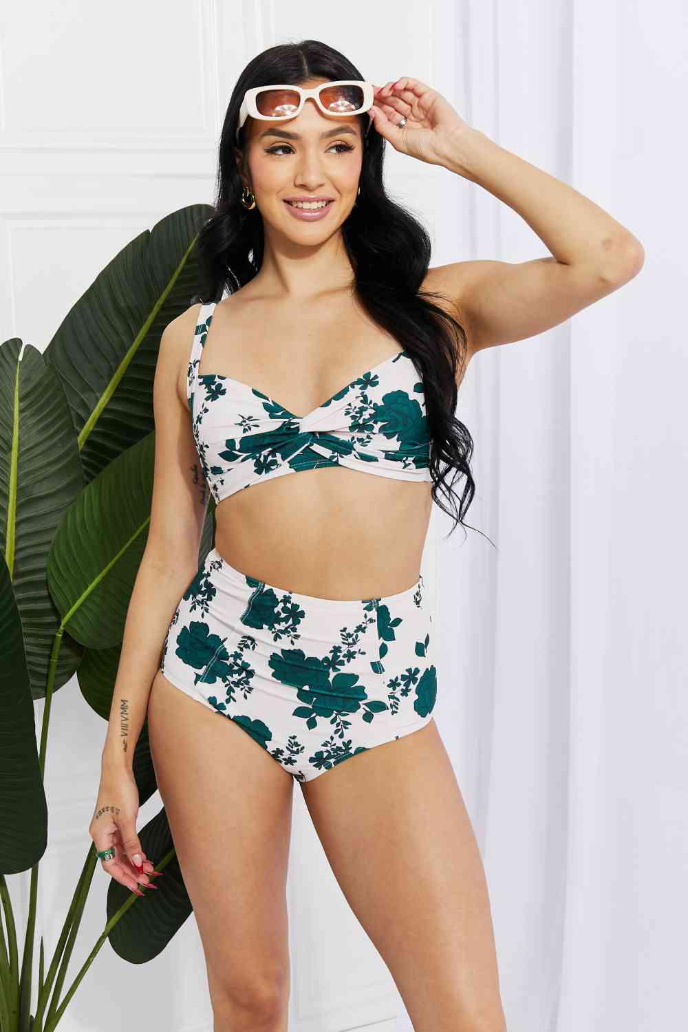 Marina West Swim Take A Dip Twist High-Rise Bikini in Forest - Ladyez