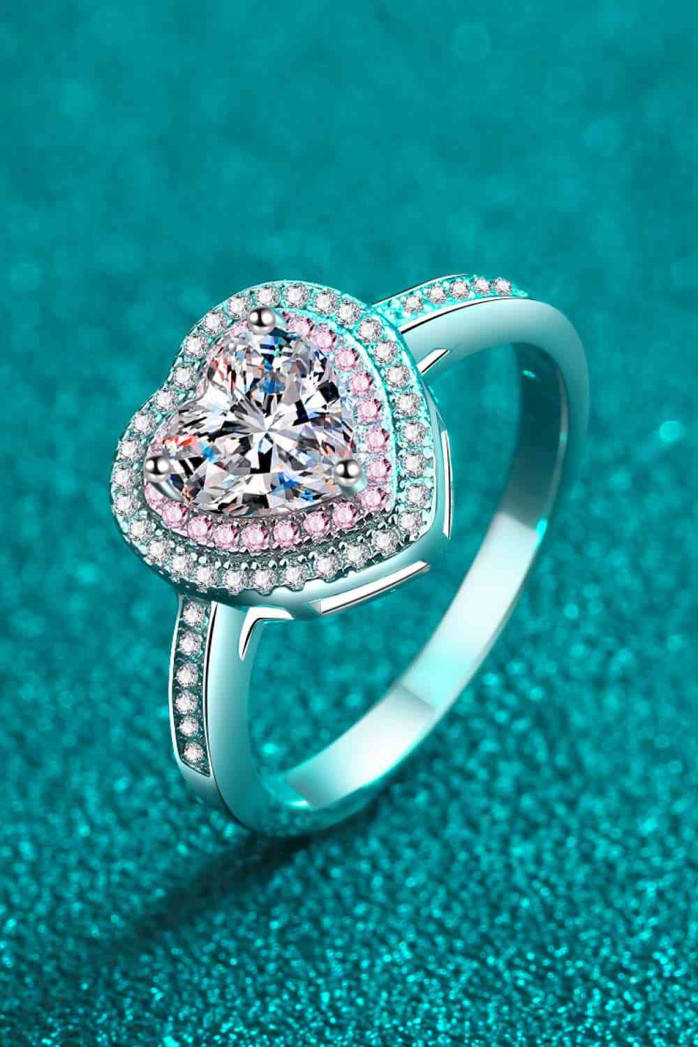 1 Carat Moissanite Heart 925 Sterling Silver Ring - Ladyez