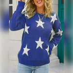 Star Pattern Round Neck Sweater - Ladyez