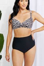 Marina West Swim Take A Dip Twist High-Rise Bikini in Leopard - Ladyez