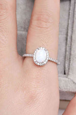 Opal 925 Sterling Silver Halo Ring - Ladyez