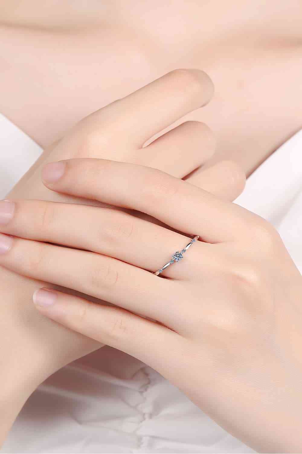 Moissanite 925 Sterling Silver Rhodium-Plated Ring - Ladyez